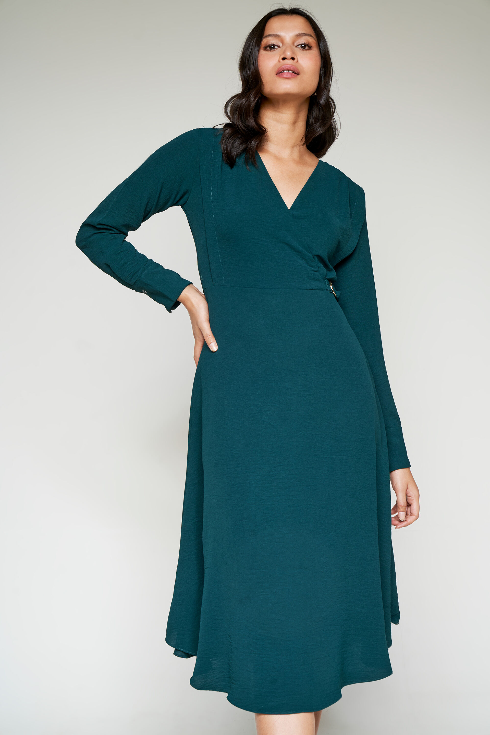 Emerald Green Flared Dress, Emerald Green, image 4